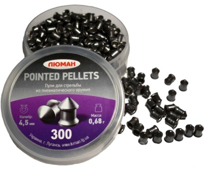 Пули "Люман Pointed pellets",4,5мм, 0,68г, остроконечные, 300шт (КВ)