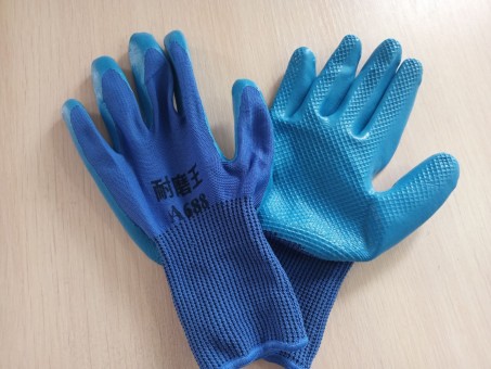 Перчатки нейлоновые облитые синие А-688 (12пар)