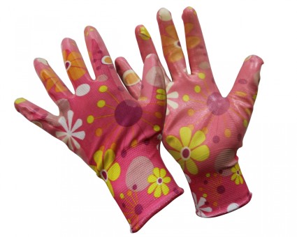 Перчатки "Цветочек" с нитриловым покрытием (12пар)