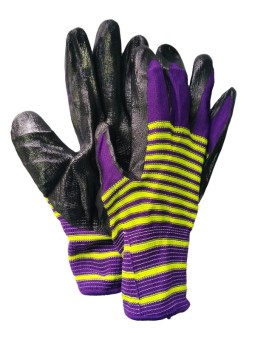 Перчатки нейлоновые  облитые "Фиолет. полоса"(12пар)